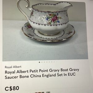 Royal Albert Floral Gravy Boat with Gold Trim